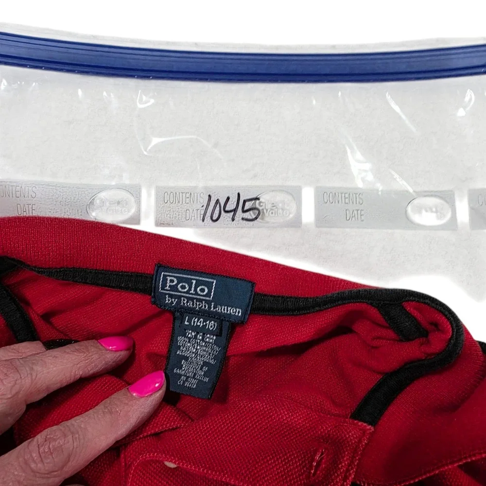 Polo By Ralph Lauren Polo Top Red Black L Long Sleeve Colorblock Pony‎ Pullover